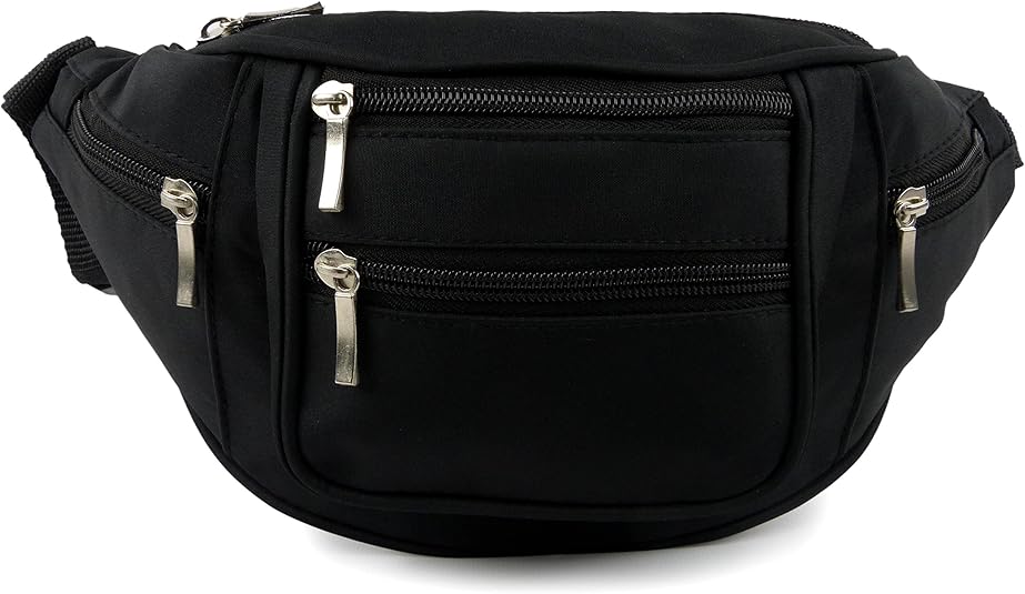 Unisex Multi Pocket Bum Bag/ Money Belt With 6 Zips Expandable Strap With Clip Fastening