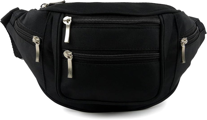 Unisex Multi Pocket Bum Bag/ Money Belt With 6 Zips Expandable Strap With Clip Fastening