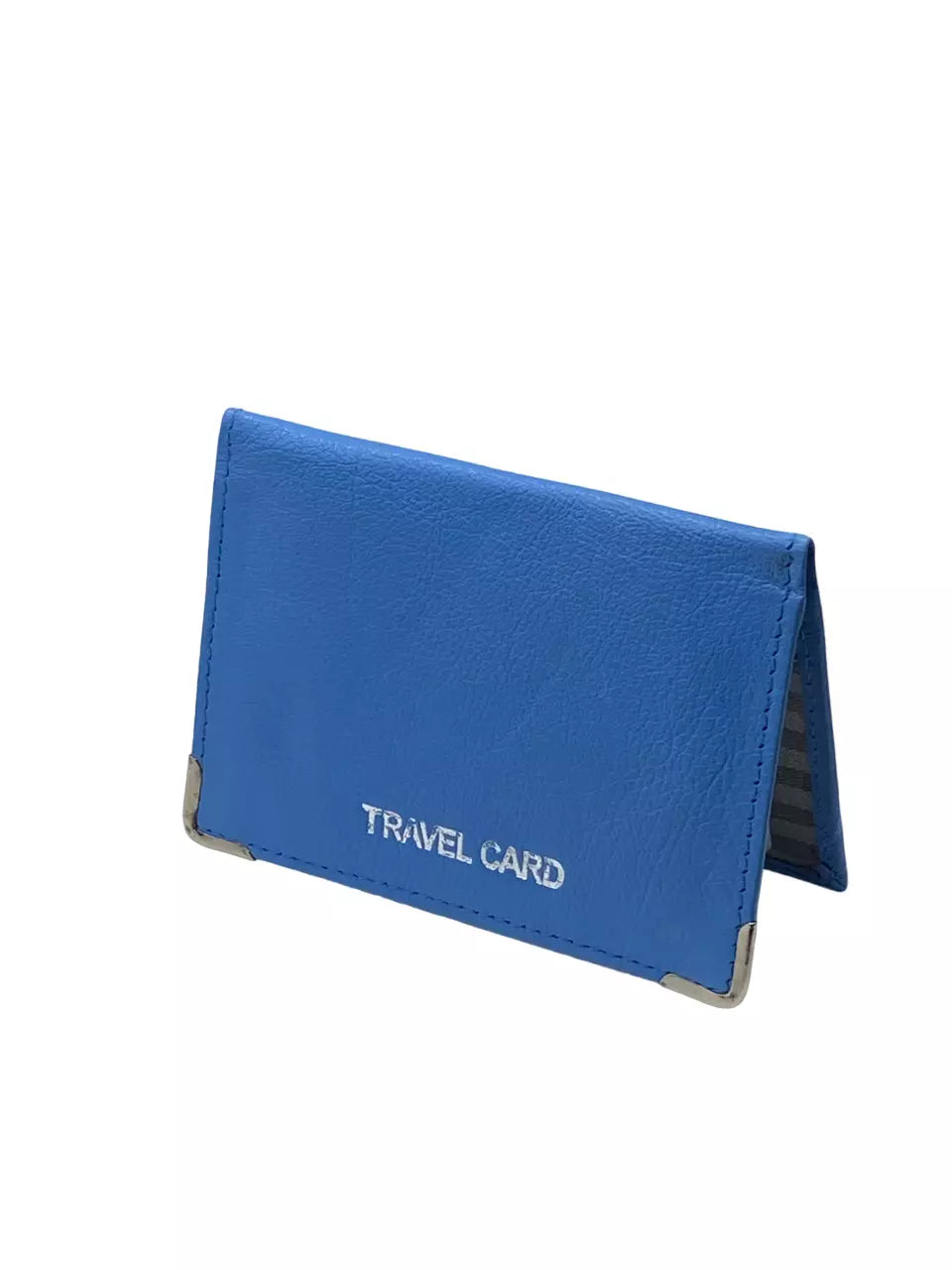 Unisex Blue Genuine Leather Pocket Sized Travel Pass Credit Card Holder