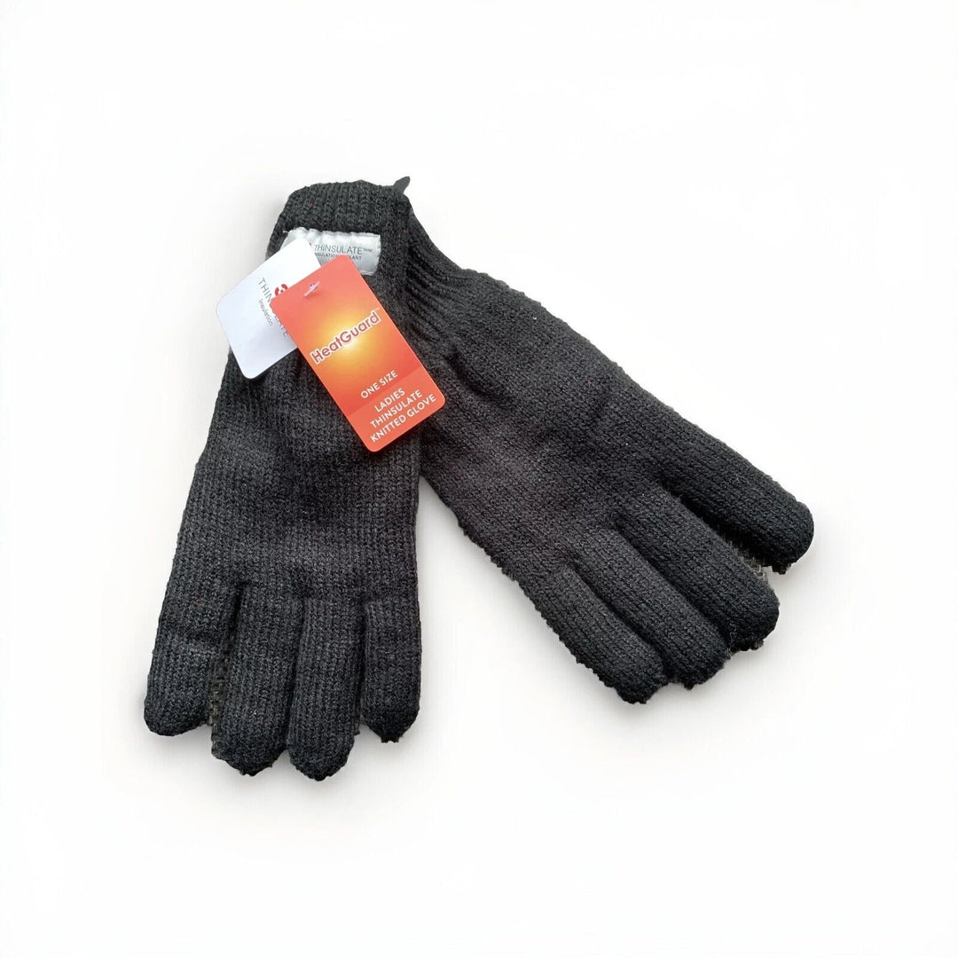 HeatGuard Thinsulate Mens Ladies Unisex Knitted Fleece Warm Lined Gloves Grey