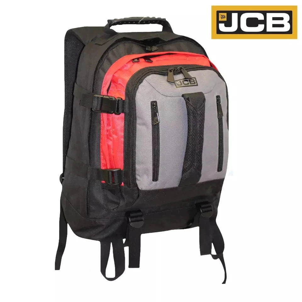 JCB Large Work Backpack, Heavy Duty Rucksack Multi Zip Pocket