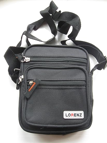 Lorenz Mini Unisex Multi Purpose Man Bag Cross Body Shoulder Handbag Utility Bag Black