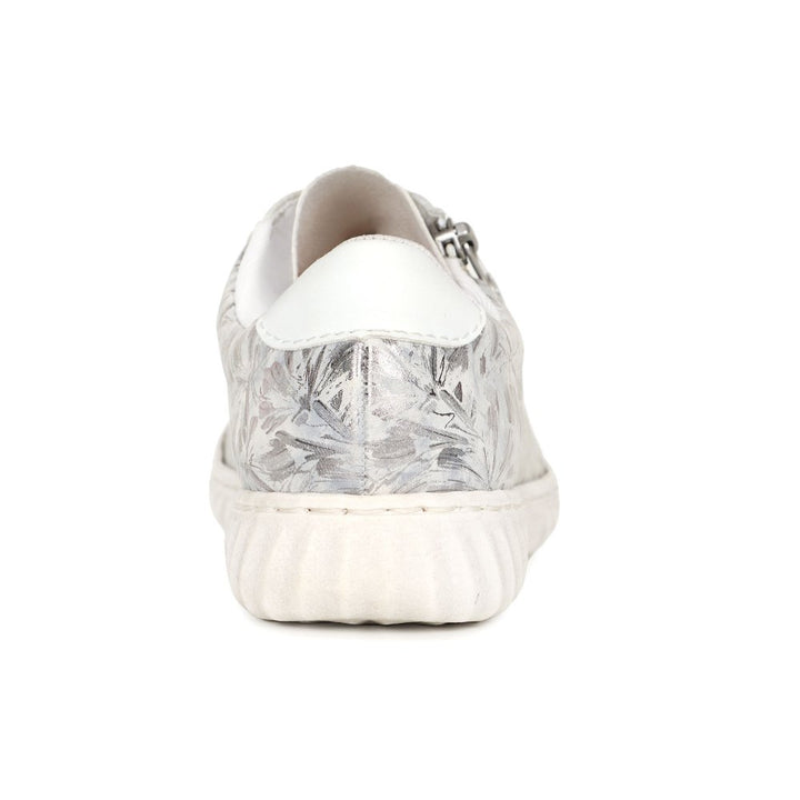 Rieker Antistress N0900 Ladies Lace Up With Zip Athleisure Trainers Silver Floral