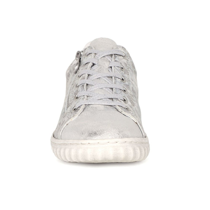 Rieker Antistress N0900 Ladies Lace Up With Zip Athleisure Trainers Silver Floral