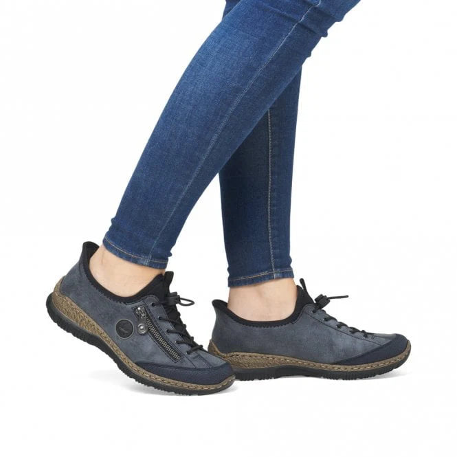 Rieker Antistress N3267 Ladies 'Ready 2 Go' Step In Casual Bungee Laces Shoes Denim Blue
