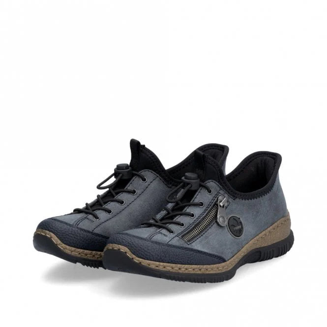 Rieker Antistress N3267 Ladies 'Ready 2 Go' Step In Casual Bungee Laces Shoes Denim Blue