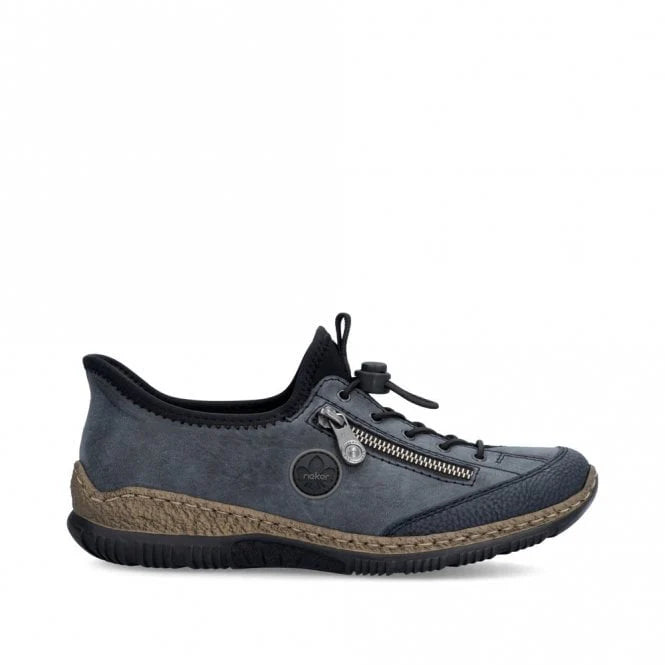 Rieker Antistress N3267 Ladies 'Ready 2 Go' Step In Casual Bungee Laces Shoes Denim Blue
