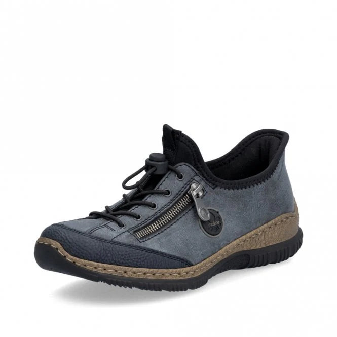 Rieker Antistress N3267 Ladies 'Ready 2 Go' Step In Casual Bungee Laces Shoes Denim Blue