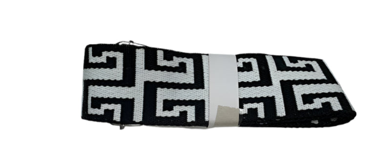 Replacement Fabric Adjustable Bag Strap Geometric L S Logo Black/White