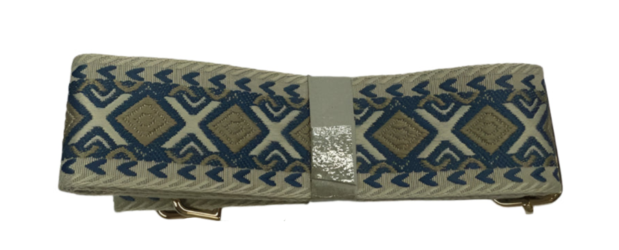 Replacement Fabric Adjustable Bag Strap Blue/Beige Combination