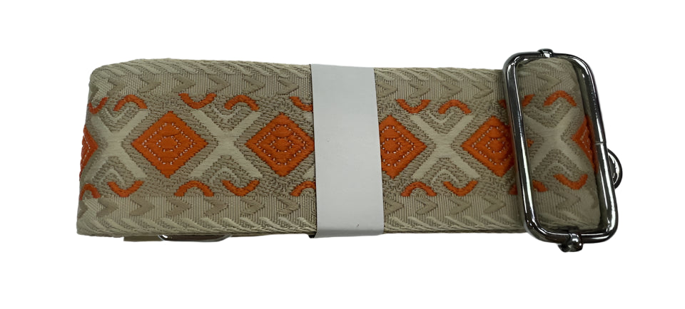 Replacement Fabric Adjustable Bag Strap Orange/Beige Combination