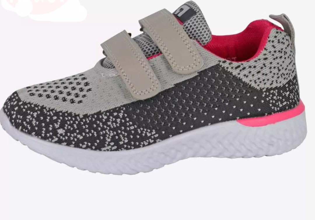 Girls Dek T680 Sumari Lightweight Double Velcro Trainers With Memory Foam Grey Combination