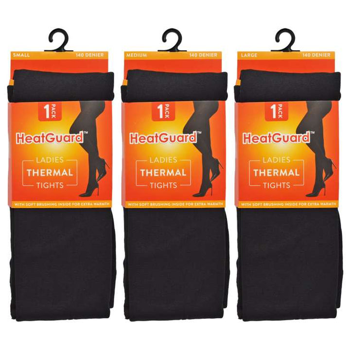 Heatguard 1 Pack Ladies Thermal 140 Denier Tights Small Medium Large