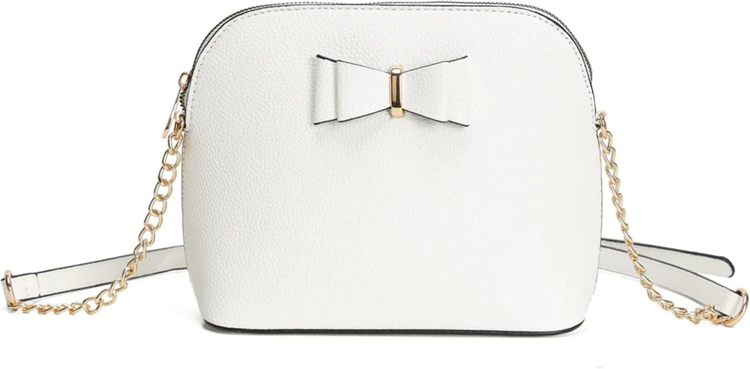 Small Handbag With Cute Bow Adjustable Chain/Strap Handle Shoulder Handbag Wedding Party White Colour