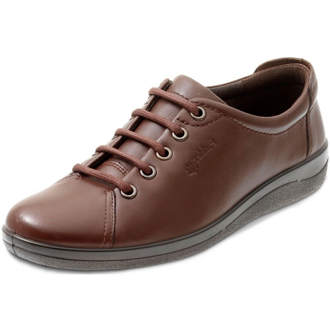 Padders Galaxy Ladies Leather WIDE FITTING Lace Up Shoes Brown