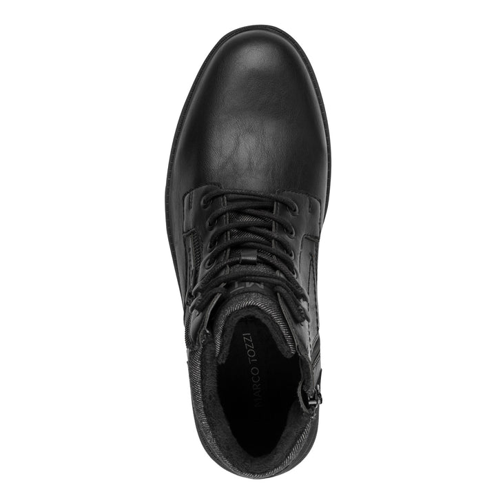 Marco Tozzi Mens Military Style Warm Lined Lace Up Boots With Zip Fastening
