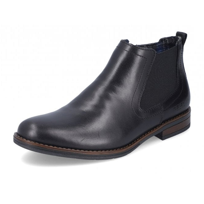 Rieker 10374 Mens Black Leather Zip Up Chelsea Boots