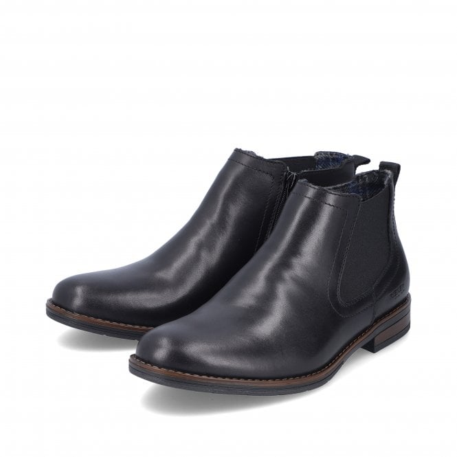 Rieker 10374 Mens Black Leather Zip Up Chelsea Boots