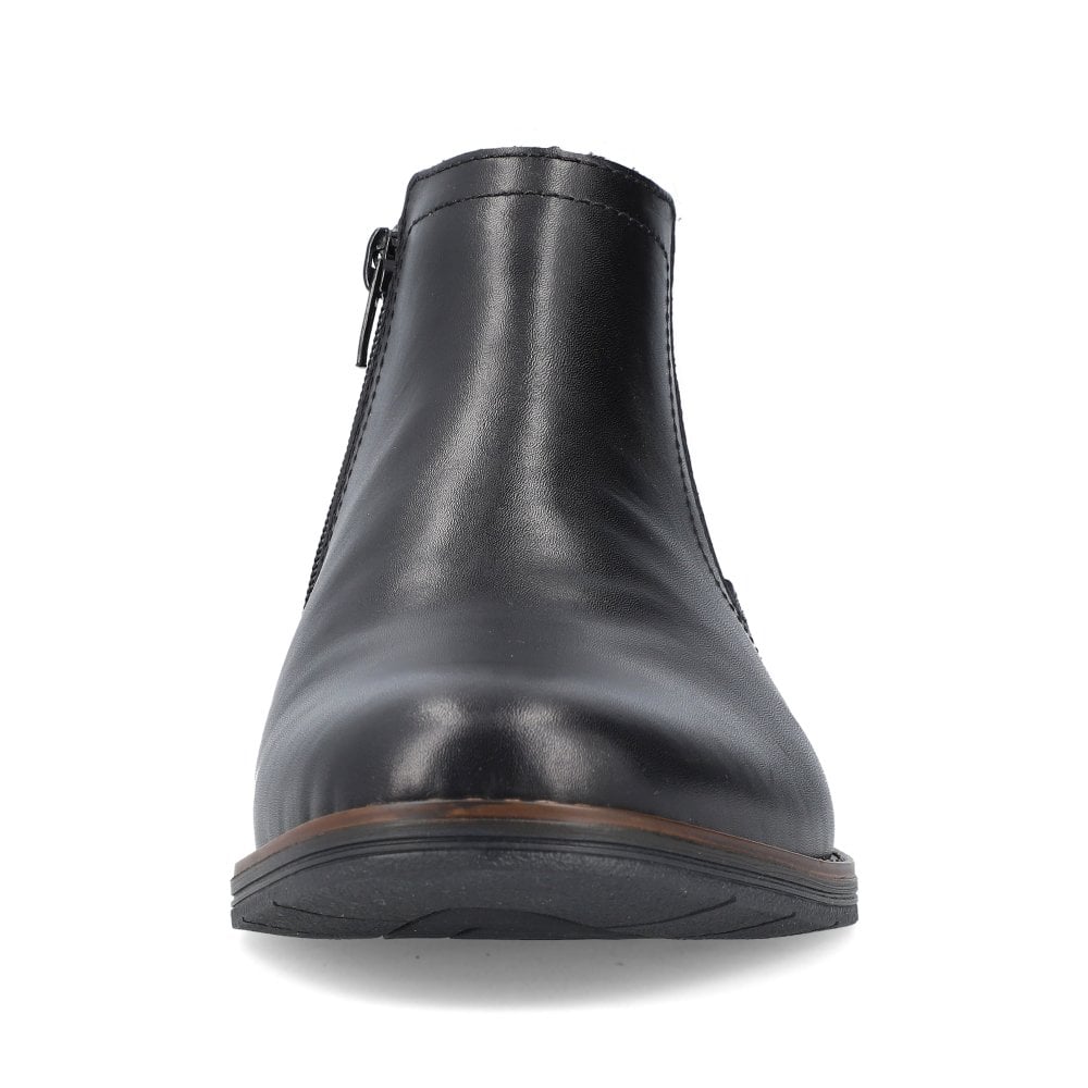 Rieker 10374 Mens Black Leather Zip Up Chelsea Boots