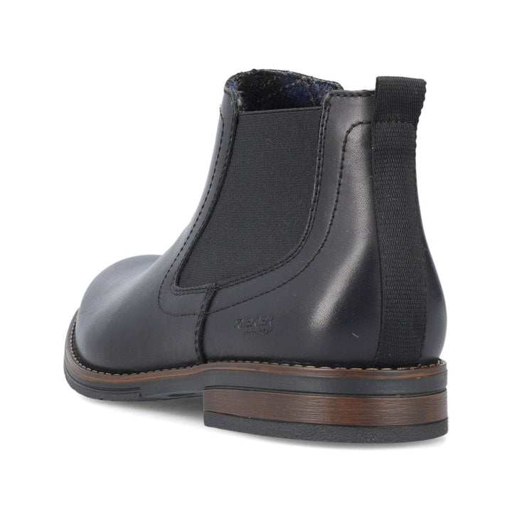 Rieker 10374 Mens Black Leather Zip Up Chelsea Boots