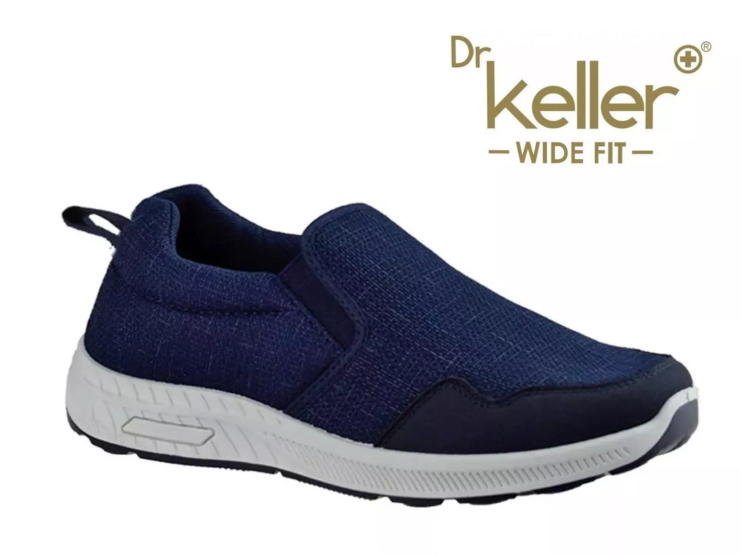 Dr. Keller Craig Mens Navy Wide Casual Slip On Trainers with Elasticated Gussets