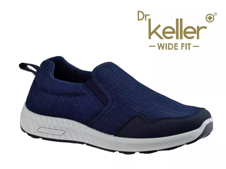Dr. Keller Craig Mens Navy Wide Casual Slip On Trainers with Elasticated Gussets