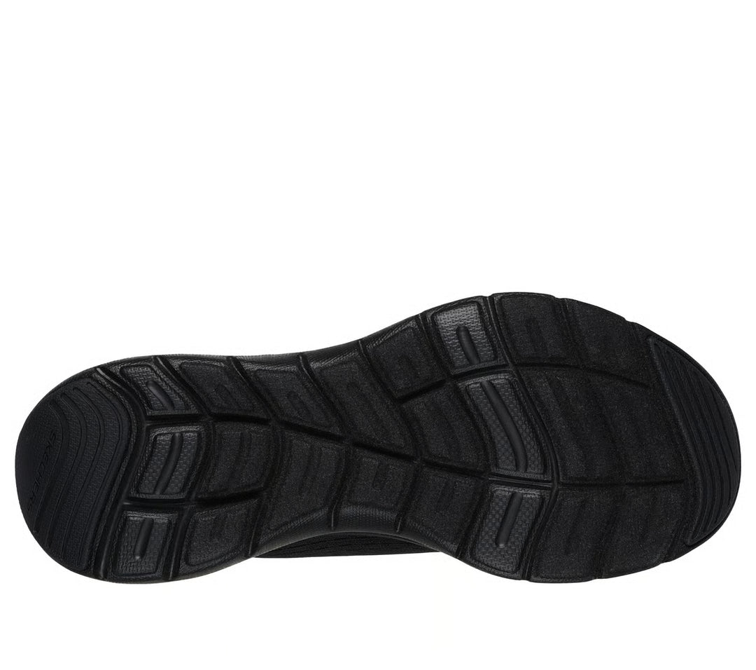 Skechers Flex Appeal New Path Ladies Lightweight Lace Up Wide Fit Trainers With Memory Foam Black