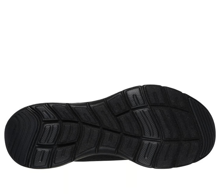 Skechers Flex Appeal New Path Ladies Lightweight Lace Up Wide Fit Trainers With Memory Foam Black