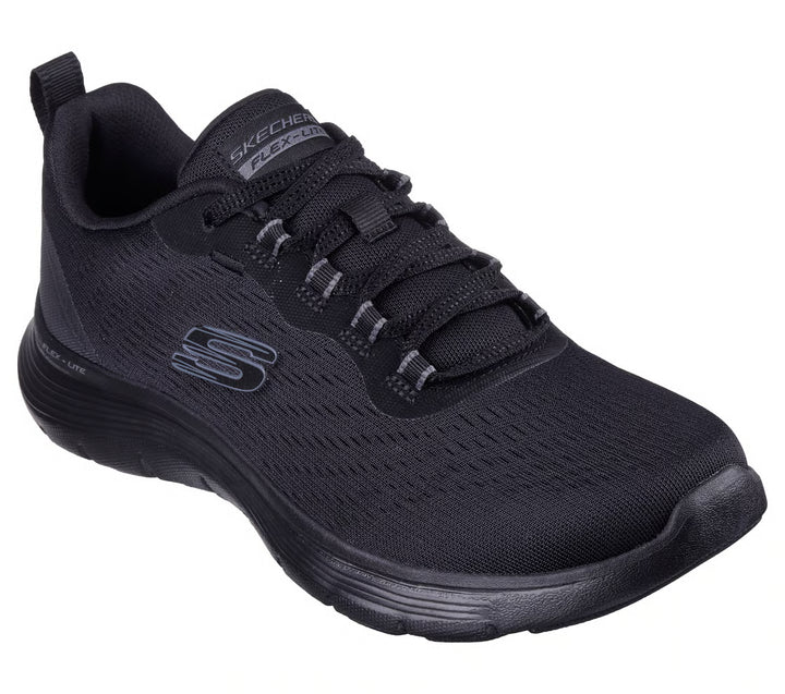 Skechers Flex Appeal New Path Ladies Lightweight Lace Up Wide Fit Trainers With Memory Foam Black