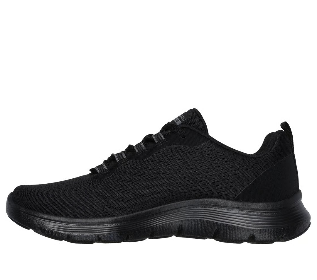 Skechers Flex Appeal New Path Ladies Lightweight Lace Up Wide Fit Trainers With Memory Foam Black