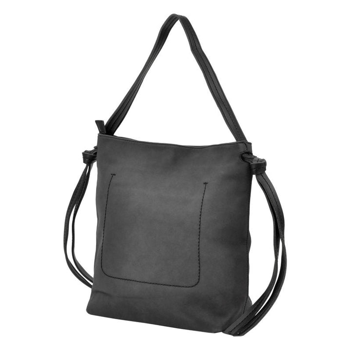 LONG & SON LADIES LARGE BLACK/GREY VEGAN LEATHER AND SUEDE DESIGNER SHOULDER BAG