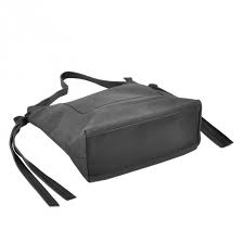 LONG & SON LADIES LARGE BLACK/GREY VEGAN LEATHER AND SUEDE DESIGNER SHOULDER BAG