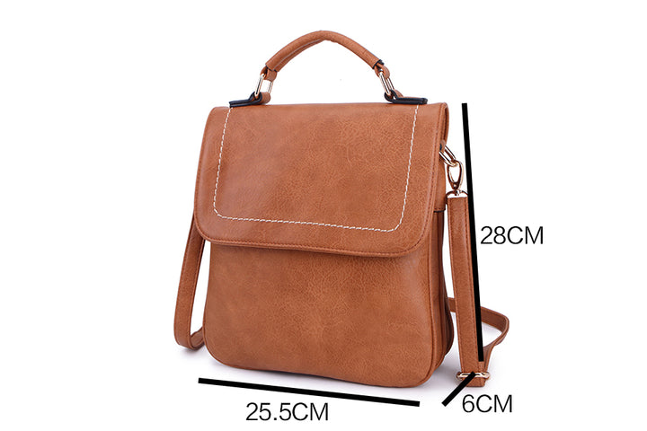 Long & Son Ladies Large Grab Handle & Crossbody Multi Pocket Handbag With Flap Tan