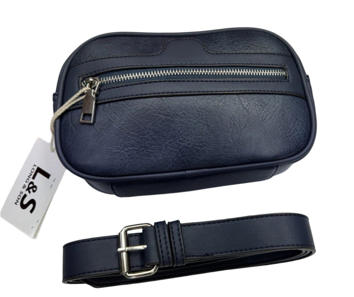 Long & Son Ladies Cross Body / Shoulder / Bum Bag Pouch With Belt Navy