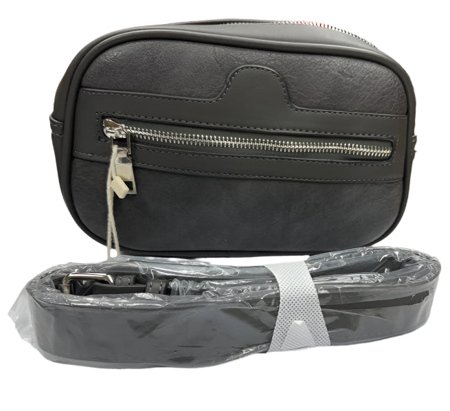 Long & Son Ladies Cross Body / Shoulder / Bum Bag Pouch With Belt Grey