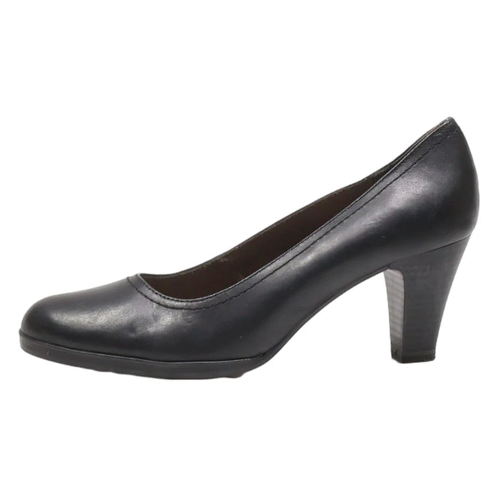 Tamaris 22406 Black Leather Antishokk High Heel Court Shoes Work Office Cabin Crew