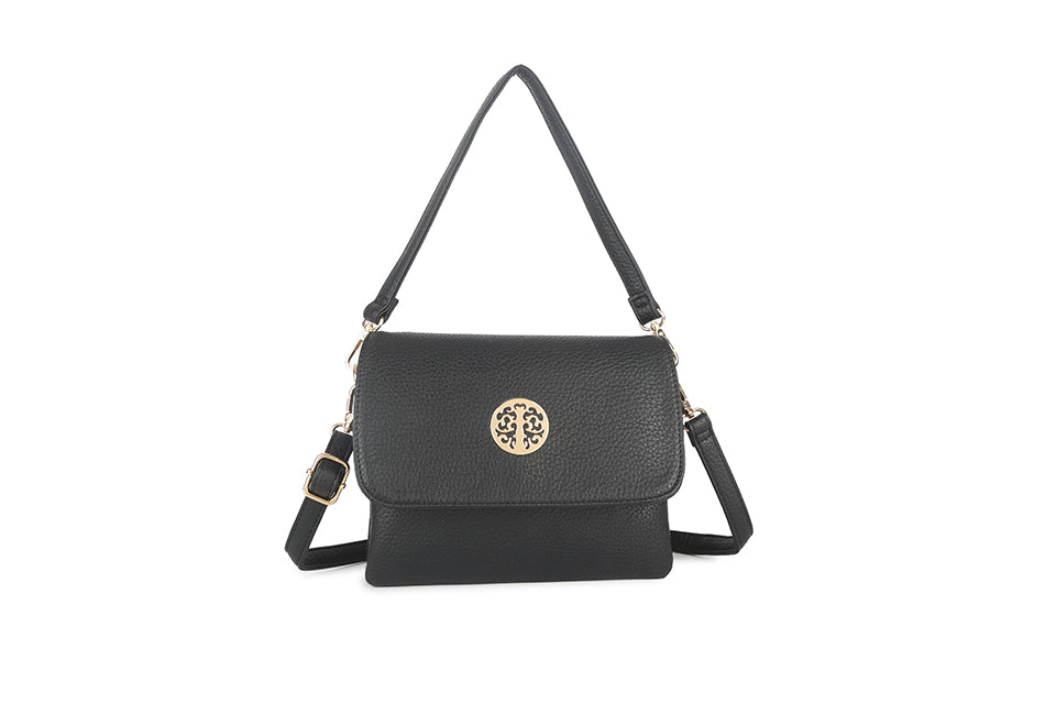 Long & Son Ladies Designer Inspired Clutch/ Shoulder/ Crossbody Handbag With Flap Black