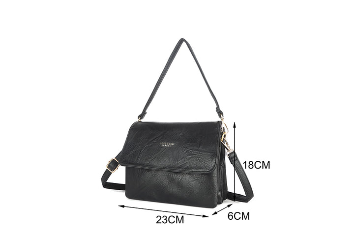 Long & Son Ladies Small Clutch/ Shoulder/ Crossbody Handbag With Flap Black