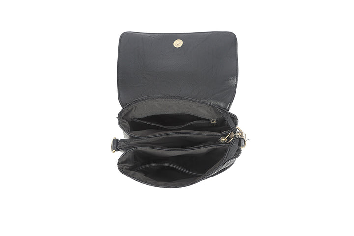 Long & Son Ladies Small Clutch/ Shoulder/ Crossbody Handbag With Flap Black