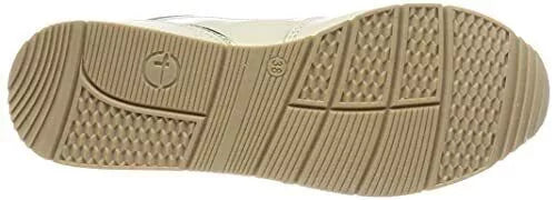 Tamarie 23603 Ladies Cream Athleisure Fashion Wedge Lace Up Trainers With Zip Fasten