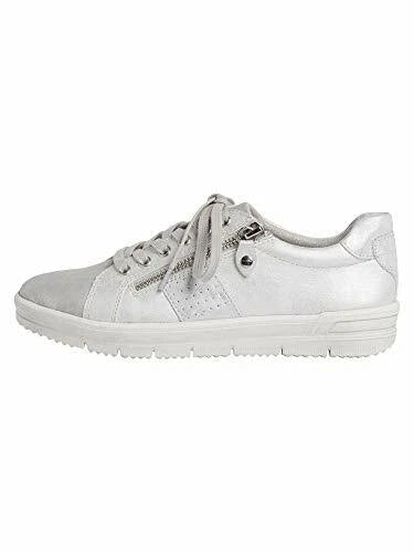 Tamaris 23605 Silver Ultra Lightweight Comfort Lace Up Athleisure Trainers