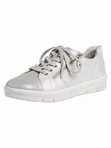 Tamaris 23605 Silver Ultra Lightweight Comfort Lace Up Athleisure Trainers