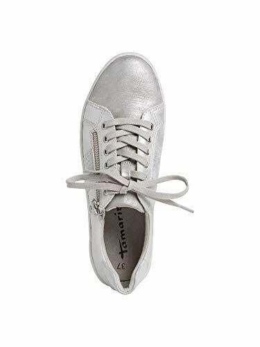 Tamaris 23605 Silver Ultra Lightweight Comfort Lace Up Athleisure Trainers