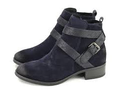Tamaris 25053 Ladies Navy Distressed Suede Block Heel Zip Up Ankle Boots