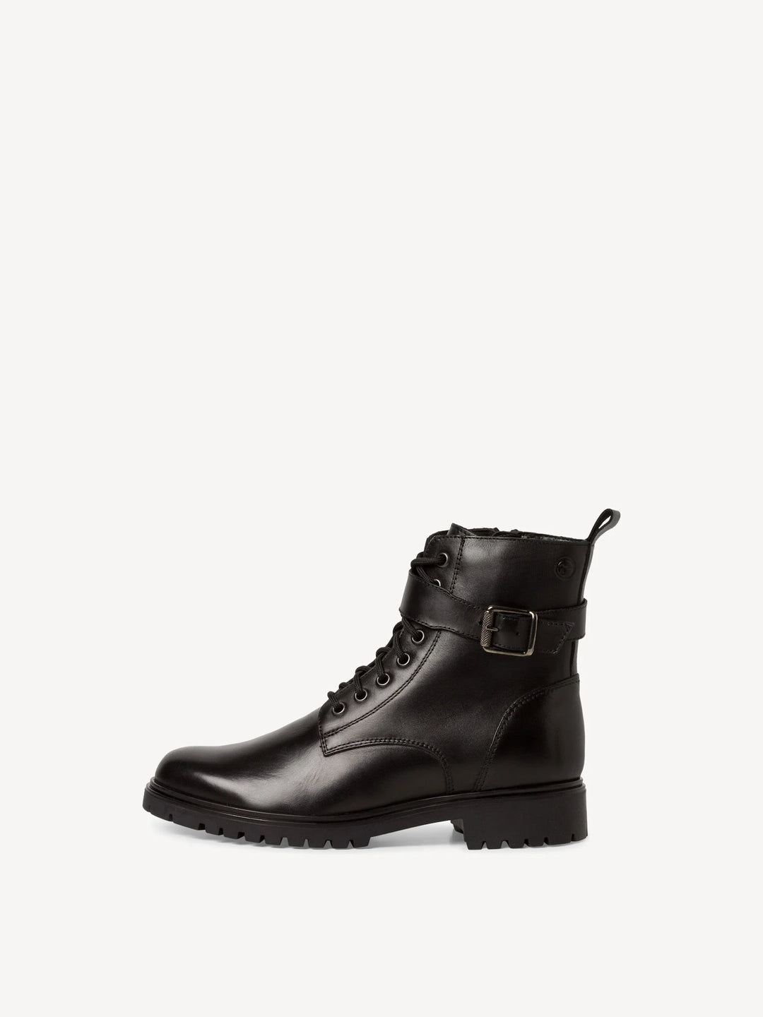 Tamaris 25249 Ladies Black Leather Lace Up Military Style Boots With Touch It Insoles Lace Up Fastening