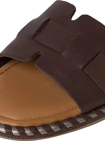 Tamaris 27137 Ladies Mocca Brown  Leather Slider Mule Sandals Touch It Comfort Footbed