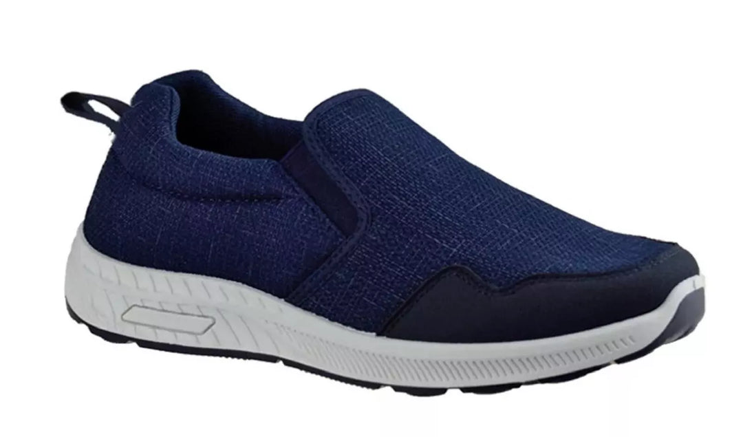 Dr. Keller Craig Mens Navy Wide Casual Slip On Trainers with Elasticated Gussets