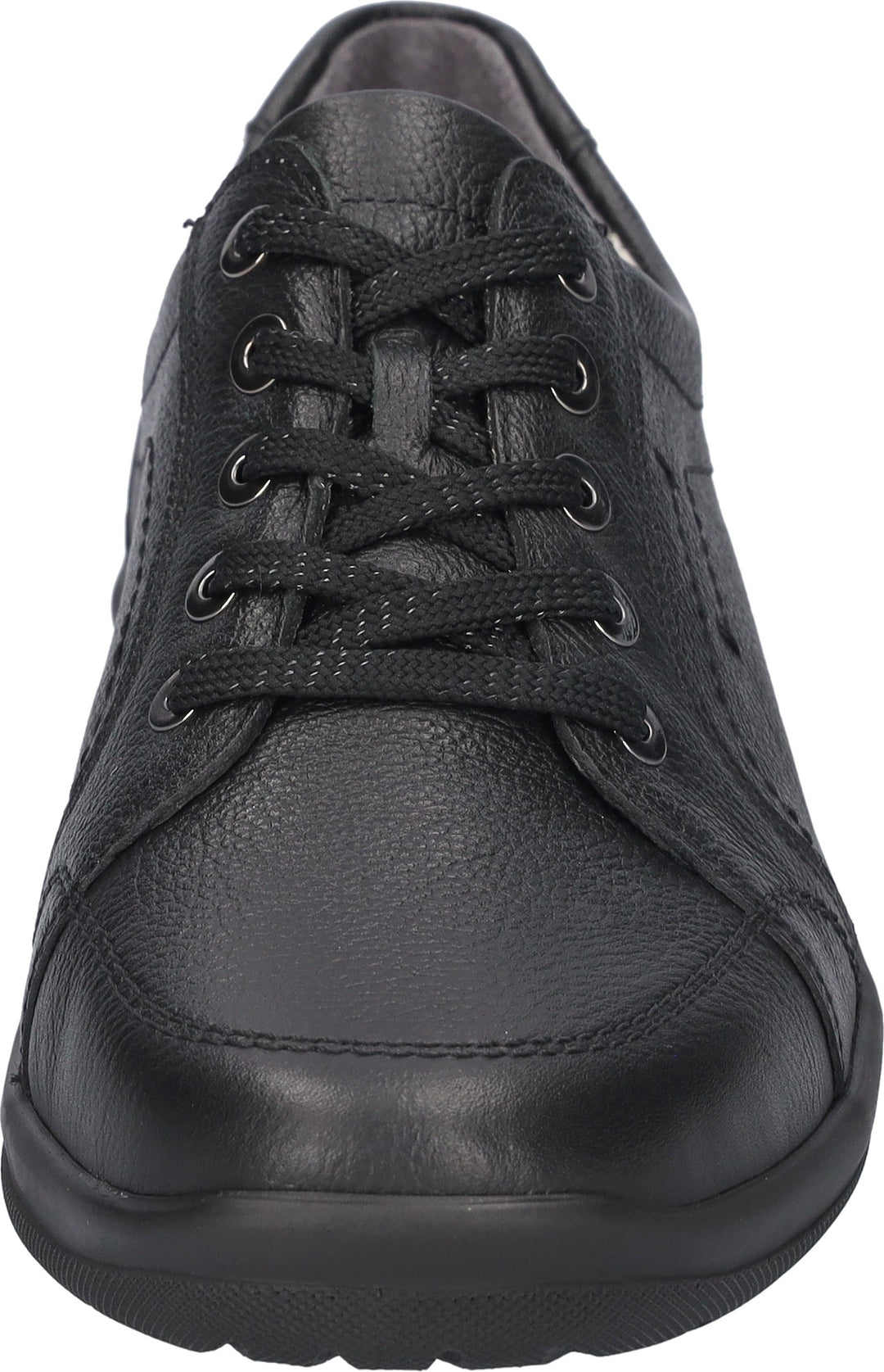 Waldlaufer Hesna Ladies WIDE FIT Black Leather Lace Up Shoe Removable Insole