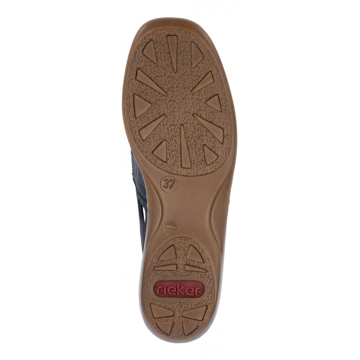 Rieker Antistress 41385 Ladies Leather Light Weight Elasticated Slip On Shoes Navy Combination