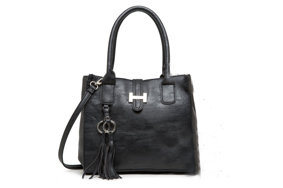 Long & Son Ladies Medium Grab Handle Tote Bag With Detachable Strap Black
